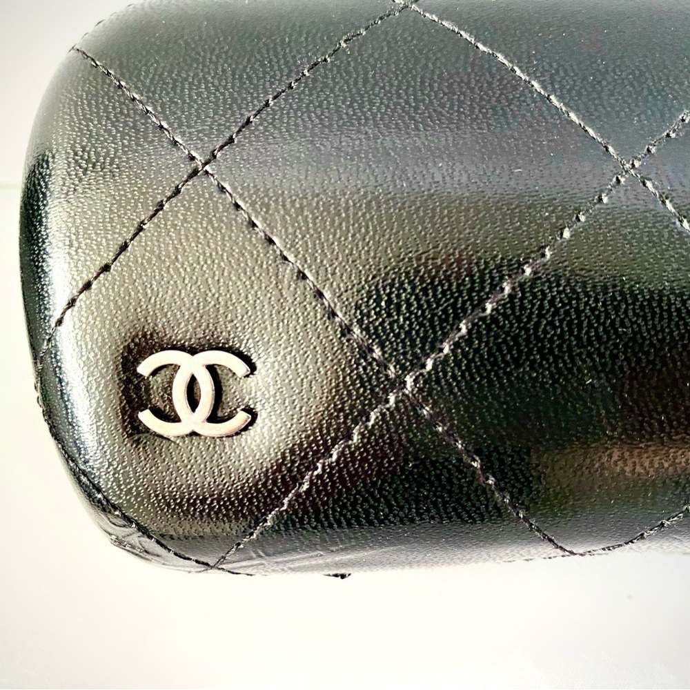 New Authentic Chanel Quilted Leather Sunglasses Case Black Glasses